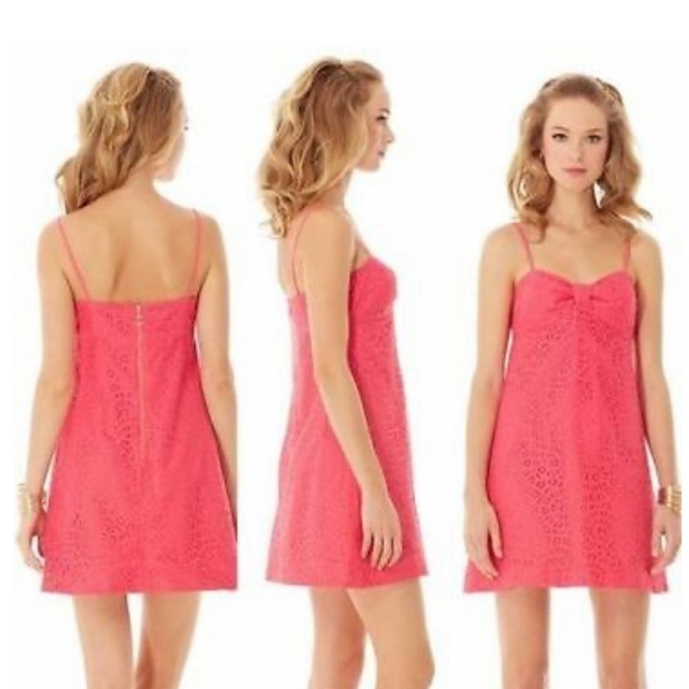 Lilly Pulitzer Karina Lipstick Pink Lace Empire Waist Dress Adorable